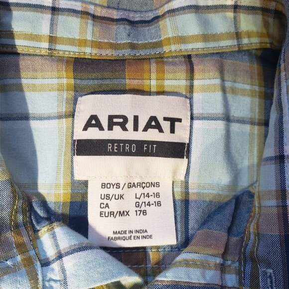 2 Boys Large (14-16) Ariat Snap Button Up Shirts Long Sleeve - Picture 4 of 7